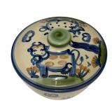 PTRY - M.A. Hadley Pottery Covered Dish with Cow Motif