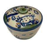 PTRY - M.A. Hadley Pottery Covered Dish with Cow Motif