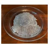 PTRY - Vintage Toscany Holiday Embossed Santa Glass Platter 13 Inch