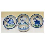 PTRY - Set of 4 M.A. Hadley Pottery Bowls with Animal Motifs