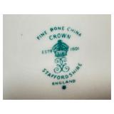 PTRY - Set of 4 Vintage Crown Staffordshire Fine Bone China Snack Sets with 9 inch Plates