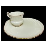 PTRY - Set of 4 Vintage Crown Staffordshire Fine Bone China Snack Sets with 9 inch Plates