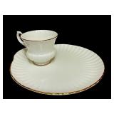 PTRY - Set of 4 Vintage Crown Staffordshire Fine Bone China Snack Sets with 9 inch Plates