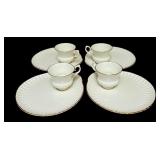 PTRY - Set of 4 Vintage Crown Staffordshire Fine Bone China Snack Sets with 9 inch Plates