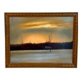 Vintage Framed Oil on Board Landscape Painting