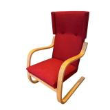 K - Artek Alvar Aalto Red High-Back Lounge Chair
