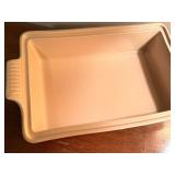 D - Le Creuset Covered Rectangular Baking Dish Flame Orange