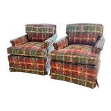 LR - Pair of Custom Upholstered Rocking Swivel Armchairs