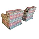 LR - Pair of Custom Upholstered Rocking Swivel Armchairs