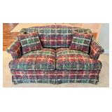 FR - Custom Upholstered Loveseat with Plaid and Nature Motif