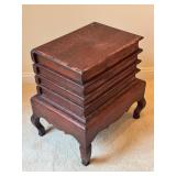 LR - Book Motif Wooden End Table