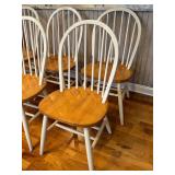 K - Set of 8 Windsor-Style Dining Chairs with White Spindles and Wood Seats