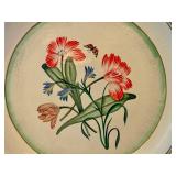 K - 19.5" Hand Painted Metal Tray with Floral Design and Stand