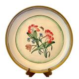 K - 19.5" Hand Painted Metal Tray with Floral Design and Stand