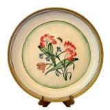 K - 19.5" Hand Painted Metal Tray with Floral Design and Stand