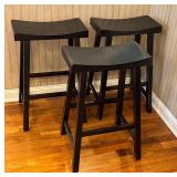 K - Set of 3 Pottery Barn Black Saddle Bar Stools