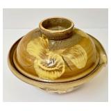PTRY - Richard Bresnahan, Potter in Residence at St Johns University Crafted Lidded Pottery Bowl with Floral Motif