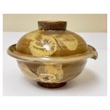 PTRY - Richard Bresnahan, Potter in Residence at St Johns University Crafted Lidded Pottery Bowl with Floral Motif