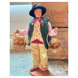 K - Pair of 10.5 Inch Santon de Provence Claude Carbonel Figures with Baskets