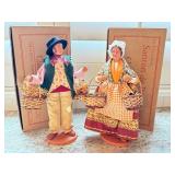 K - Pair of 10.5 Inch Santon de Provence Claude Carbonel Figures with Baskets