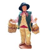 K - Pair of 10.5 Inch Santon de Provence Claude Carbonel Figures with Baskets