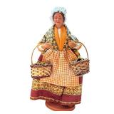 K - Pair of 10.5 Inch Santon de Provence Claude Carbonel Figures with Baskets