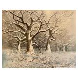 LLO - Gerald Korte Signed Watercolor Winter Landscape, Professionally Framed