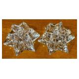 K - Pair of Waterford Crystal Star Taper Candle Holders, 2.25 Inch