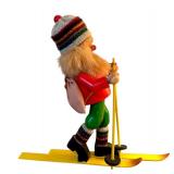 D - Vintage German Smoker Figurine Skier 10 Inch