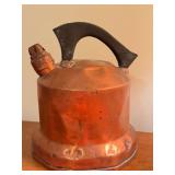 D - Vintage Copper Kettle with Black Handle Rustic Decor