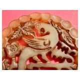 D - Carved Vintage Chinese Jade Pendant with Bird and Floral Motif
