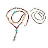 D - Sterling Chain and Southwest Style Beaded Necklace Set