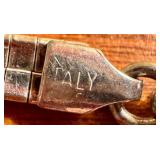 D - 17" Italian Sterling Silver Necklace with Art Glass Orange Paw Print Pendant