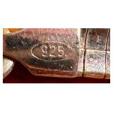 D - 17" Italian Sterling Silver Necklace with Art Glass Orange Paw Print Pendant