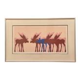 LL - Carol Pollock "Blue Moose" Professionally Framed Limited Edition Print