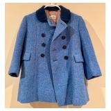 LL - Vintage Jonelle Harris Tweed Juvenile Blue Wool Peacoat