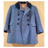 LL - Vintage Jonelle Harris Tweed Juvenile Blue Wool Peacoat