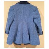 LL - Vintage Jonelle Harris Tweed Juvenile Blue Wool Peacoat