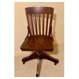 LLO - Vintage Wooden Office Swivel Chair with Casters
