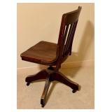 LLO - Vintage Wooden Office Swivel Chair with Casters