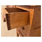 LLO - Vintage Oak S-Curve Roll Top Desk with Drawers and Cubbies