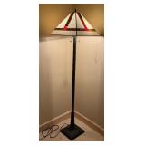 LL - Mission Style Floor Lamp with Stained Glass Shade