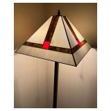 LL - Mission Style Floor Lamp with Stained Glass Shade