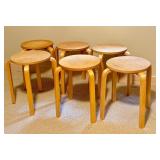 LLO - Set of 6 Bentwood Stacking Stools with Surface Wear