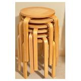 LLO - Set of 6 Bentwood Stacking Stools with Surface Wear