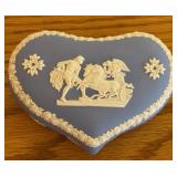 LLO - Wedgwood Blue Jasperware Heart Trinket Box, Made in England