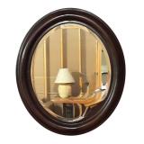 LL - Vintage Oval Wall Mirror with Dark Wood Frame