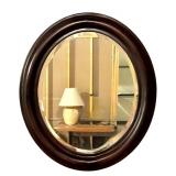 LL - Vintage Oval Wall Mirror with Dark Wood Frame