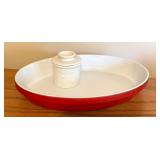 LL - Butter Bell Crock with Red Oval Stoneware Baker