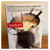 LLO - Bodum 15-Piece Stainless Steel Fondue Set for Cheese, Meat and Chocolate